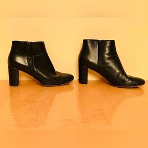 Loeffler Randall Black Leather Block Heel Ankle Boots sz 6